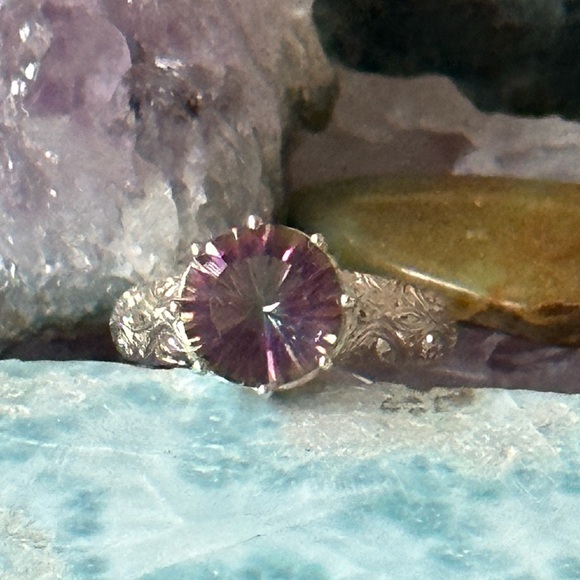Mystic Quartz high setting sterling silver ring - Picture 3 of 6